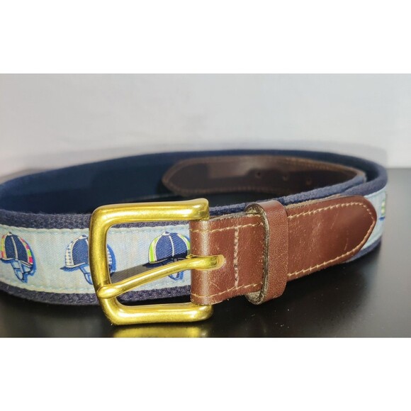 Vineyard Vines Kentucky Derby Canvas and Leather Tipped Men's belt Size 36 - Picture 5 of 16